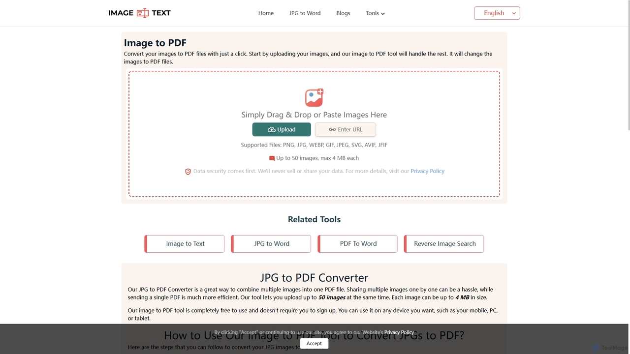 Image to PDF | Convert JPG to PDF File for Imagetotext.me