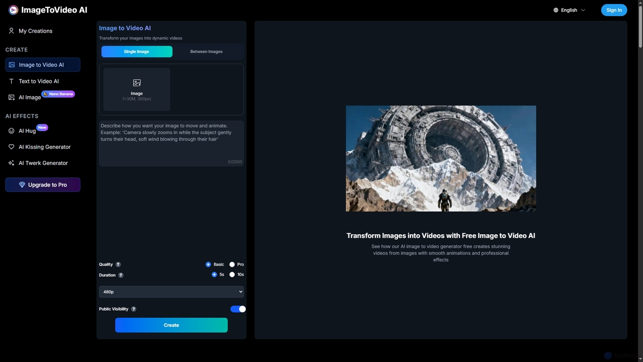 Free Image to Video AI Generator | Make AI Videos Online for Imagetovideoai
