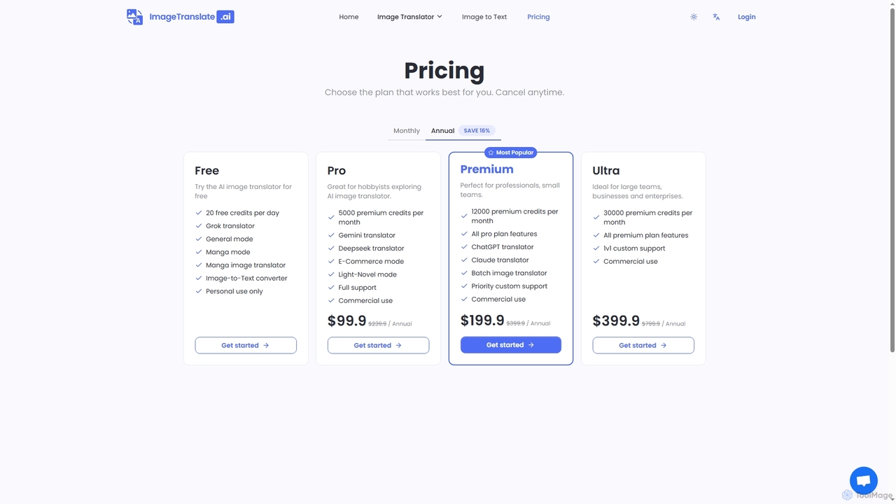 Pricing - ImageTranslate.AI for Imagetranslate