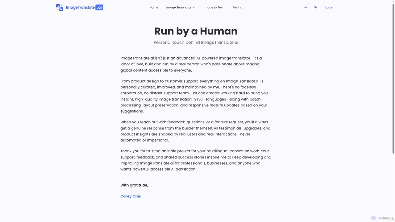 Run by a Human - ImageTranslate.AI for Imagetranslate