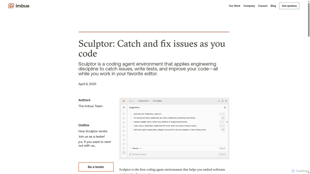 Sculptor: Catch and fix issues as you code - imbue for Imbue
