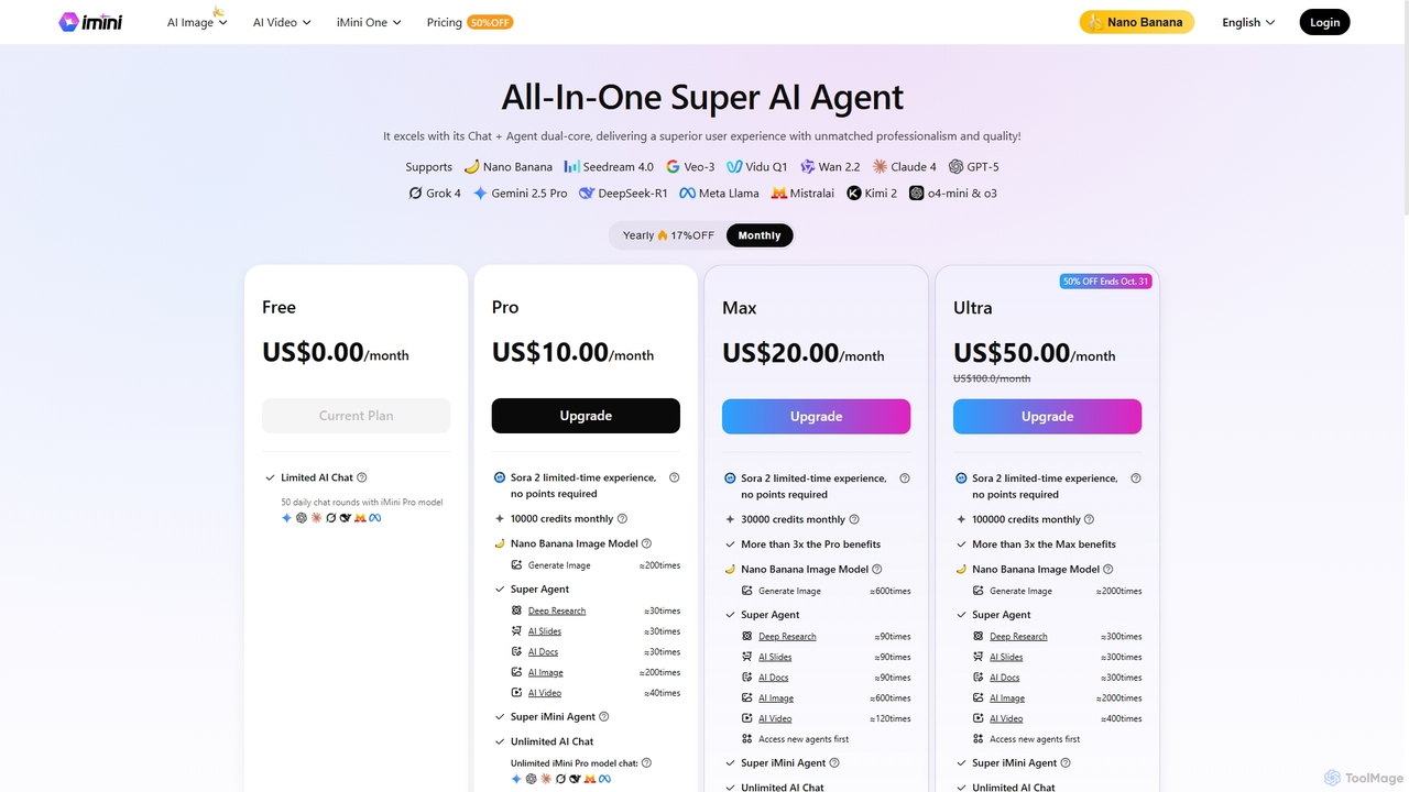 iMini Pricing | Free, Pro & Max Plans | iMini AI for iMini