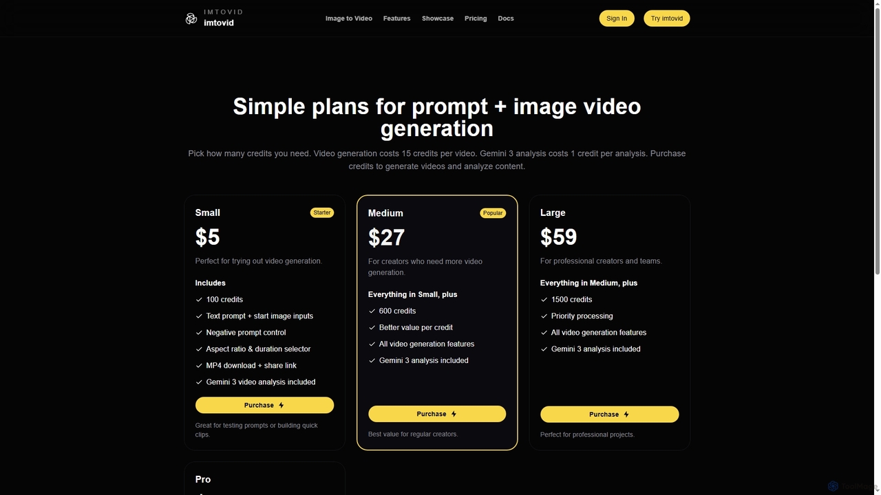 Pricing | imtovid for Imtovid