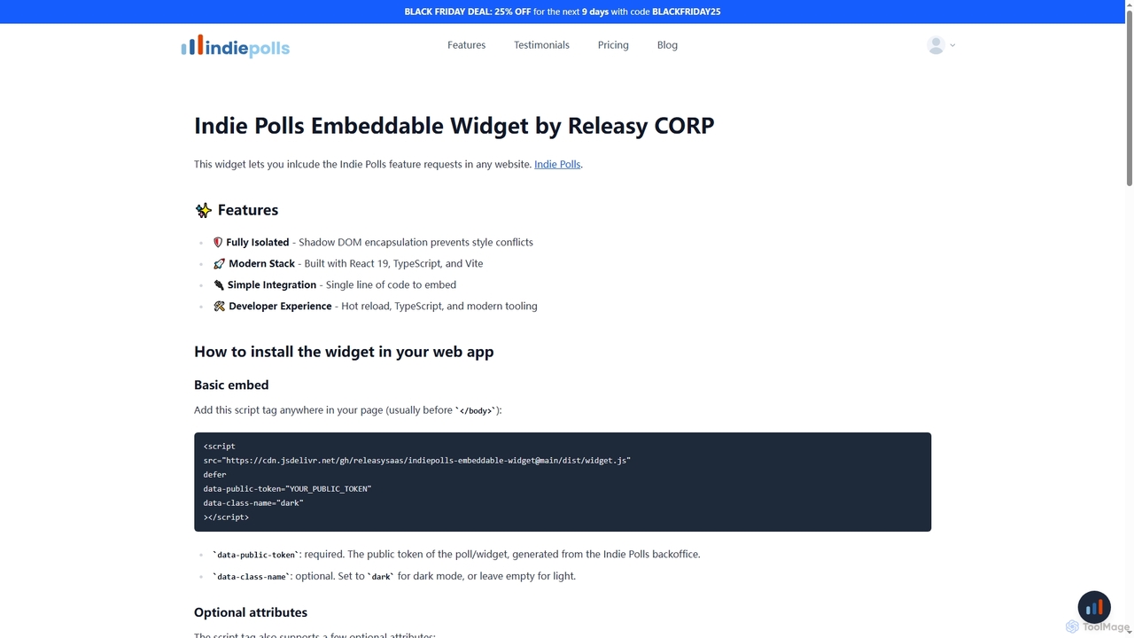 Embeddable Widget - Indie Polls for Indie Polls