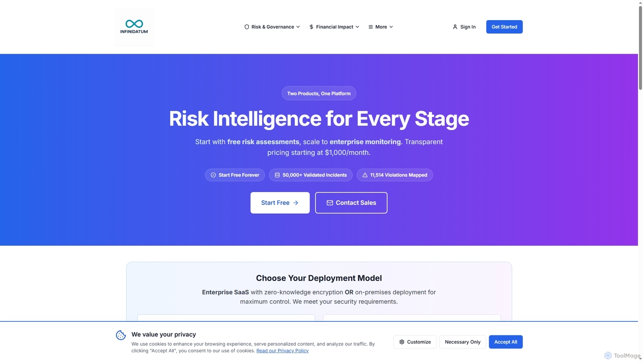 Pricing - AI Risk Assessment & Compliance Tools | Start Free | Infinidatum | Infinidatum for Infinidatum