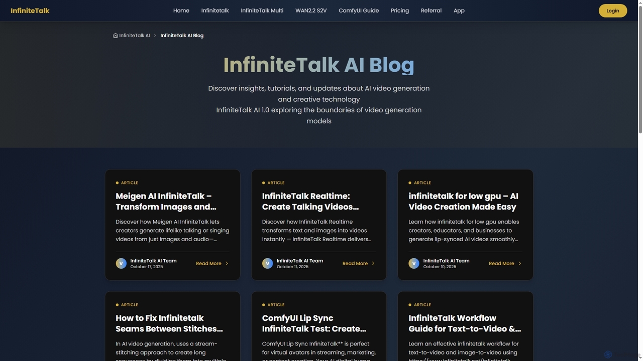 InfiniteTalk AI Video Generator Blog for InfiniteTalk