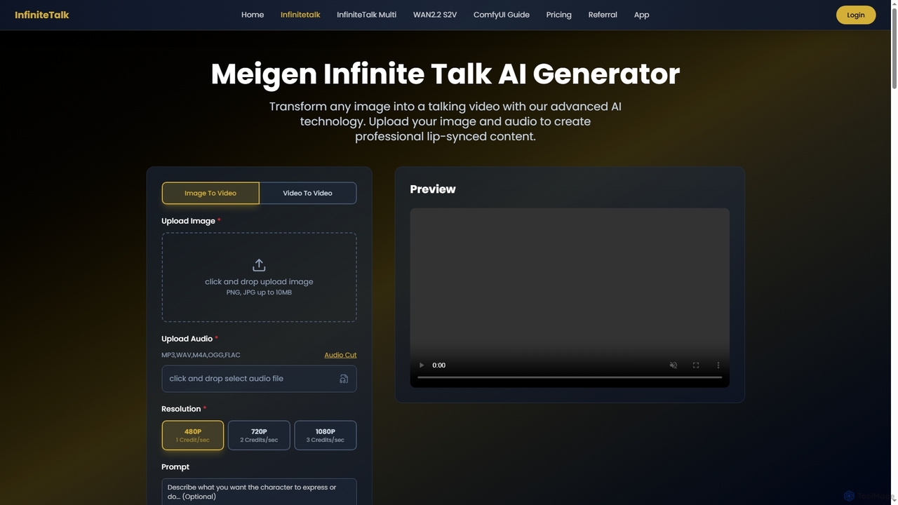 Meigen Infinite Talk AI - Create Infinite Talking Videos for InfiniteTalk