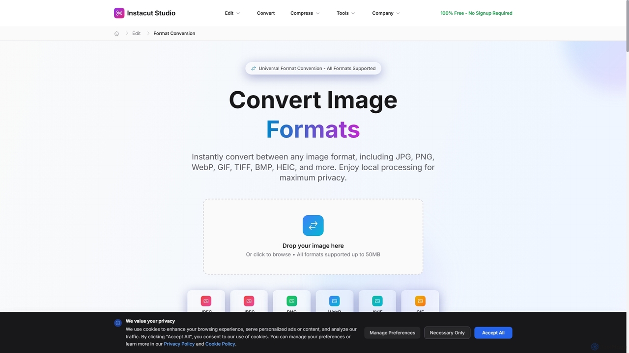 Convert Image Formats | Free Online Format Conversion | Instacut Studio for Instacut
