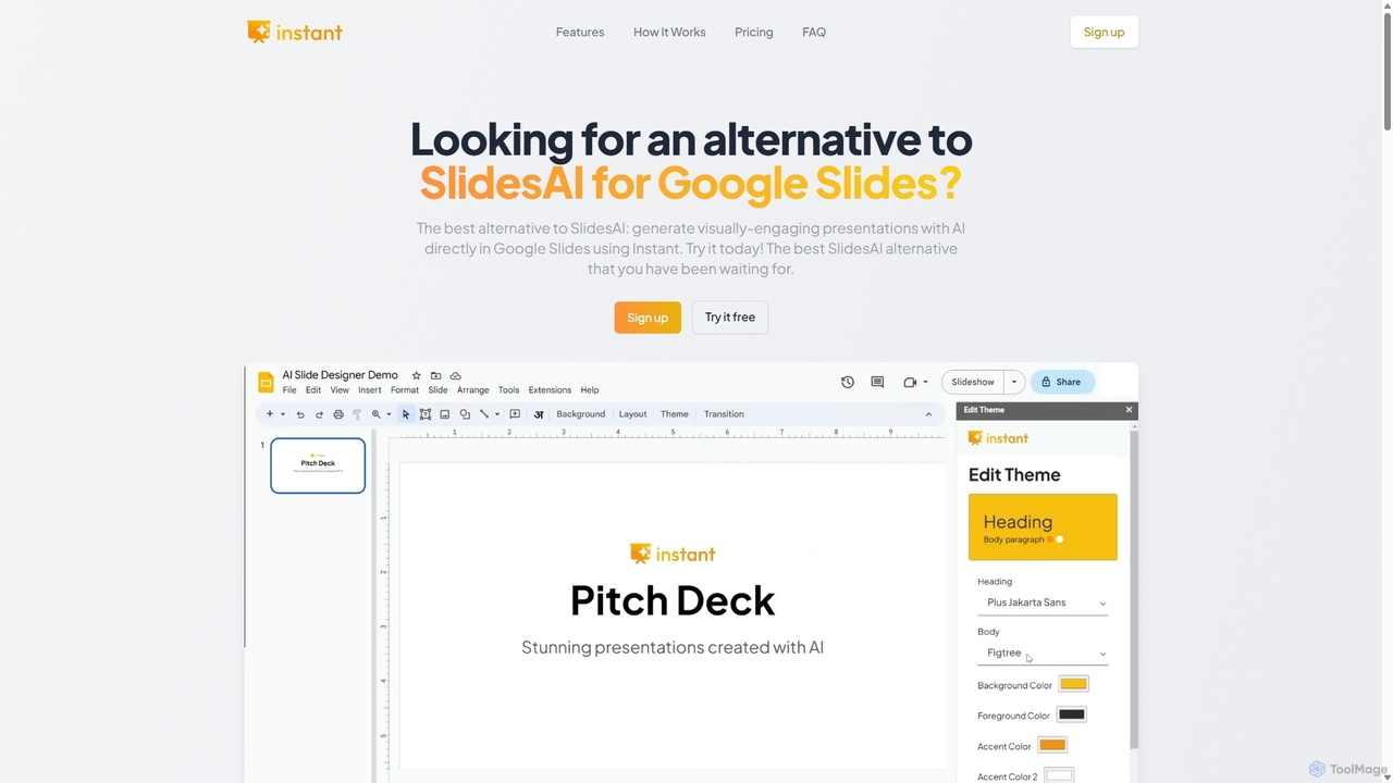 Alternative to SlidesAI: Try Instant AI presentation designer for Instant