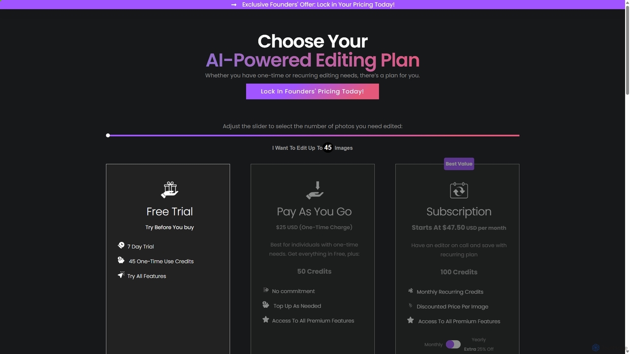InstantEditAI Pricing: AI Photo Editing Plans for InstantEditAI