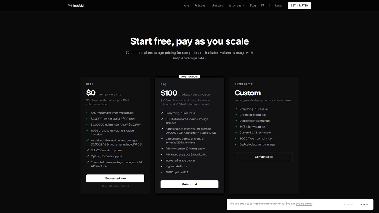 Pricing | InstaVM for InstaVM