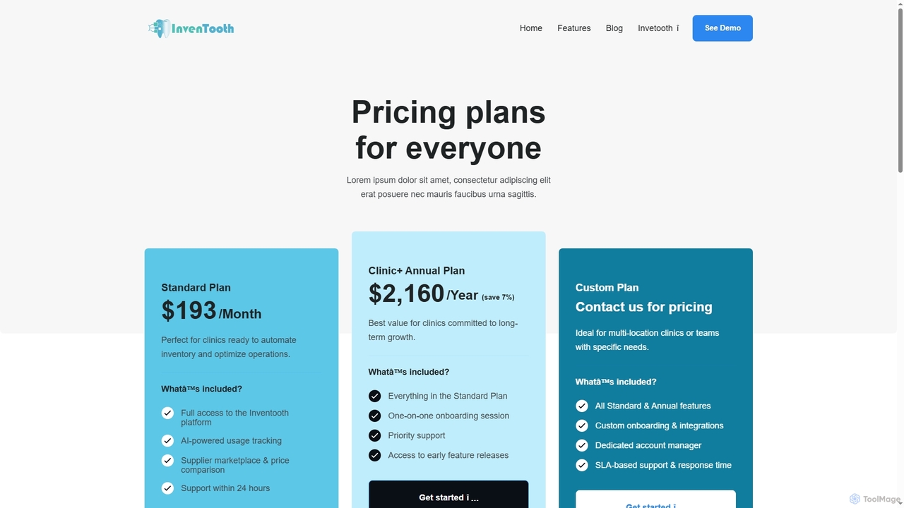Pricing (Without eCommerce) - Startux X - Webflow Ecommerce website template for Inventooth