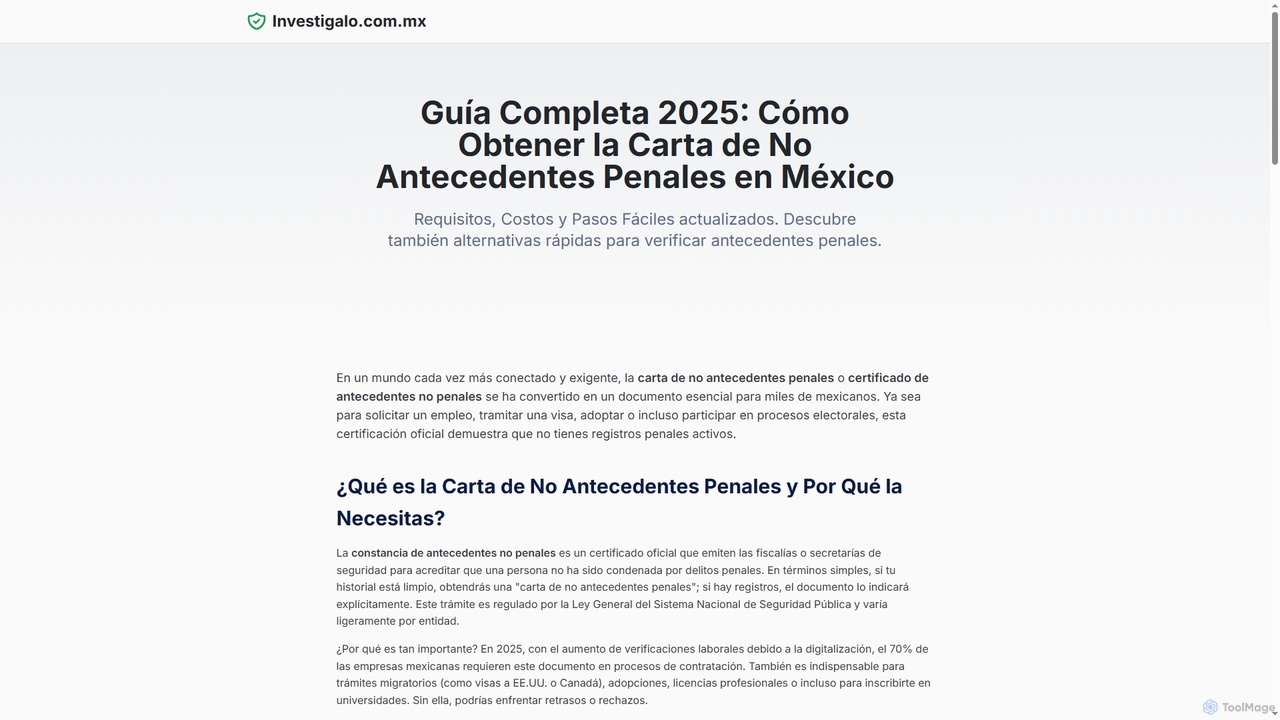 Guía Completa 2025: Cómo Obtener la Carta de No Antecedentes Penales en México | Investigalo for Investigalo