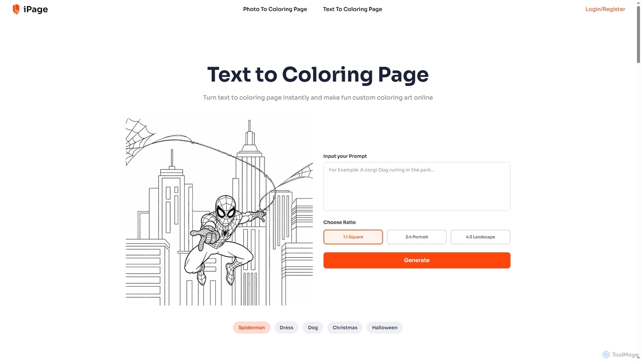 AI Coloring Page Creator | Text to Coloring Page Maker – iPage AI for iPage