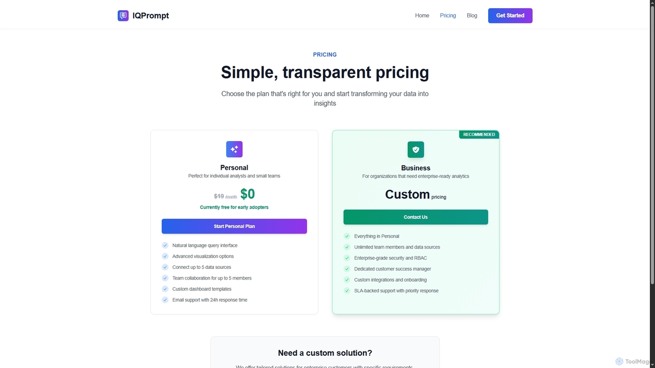 IQPrompt Pricing – Affordable AI Prompt Analyst Plans for IQPrompt