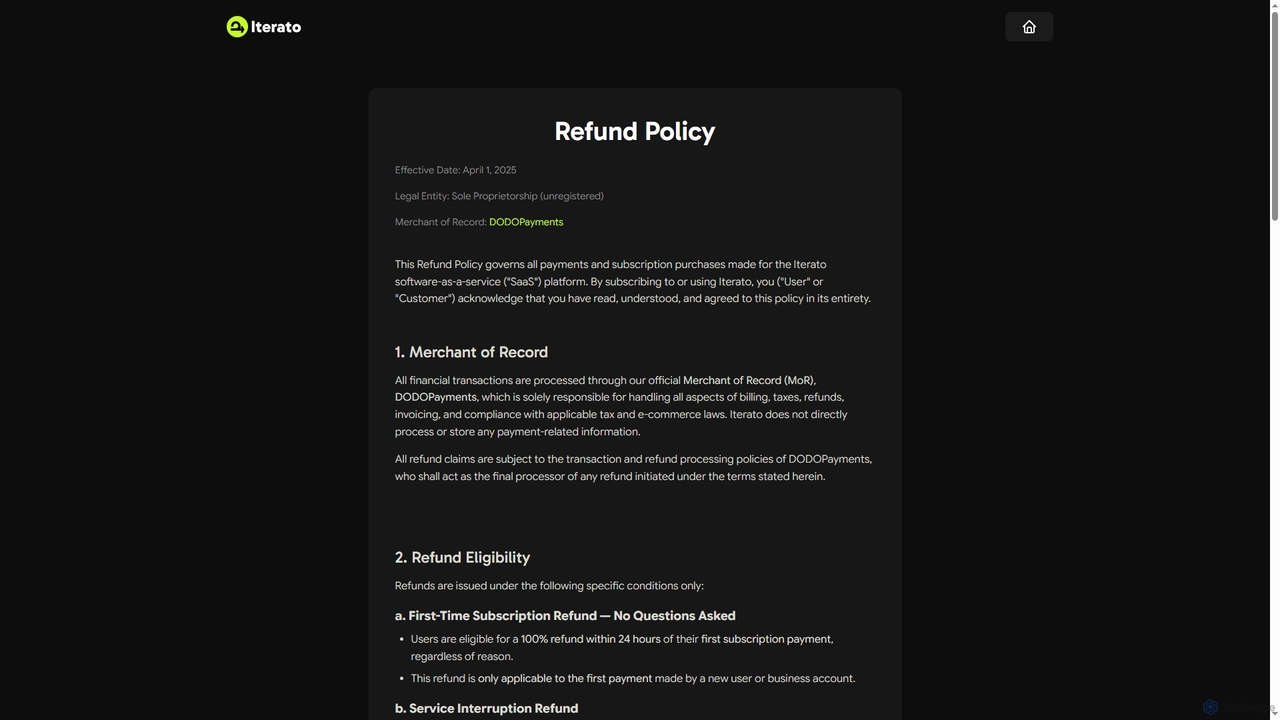 Refund Policy - Iterato for Iterato