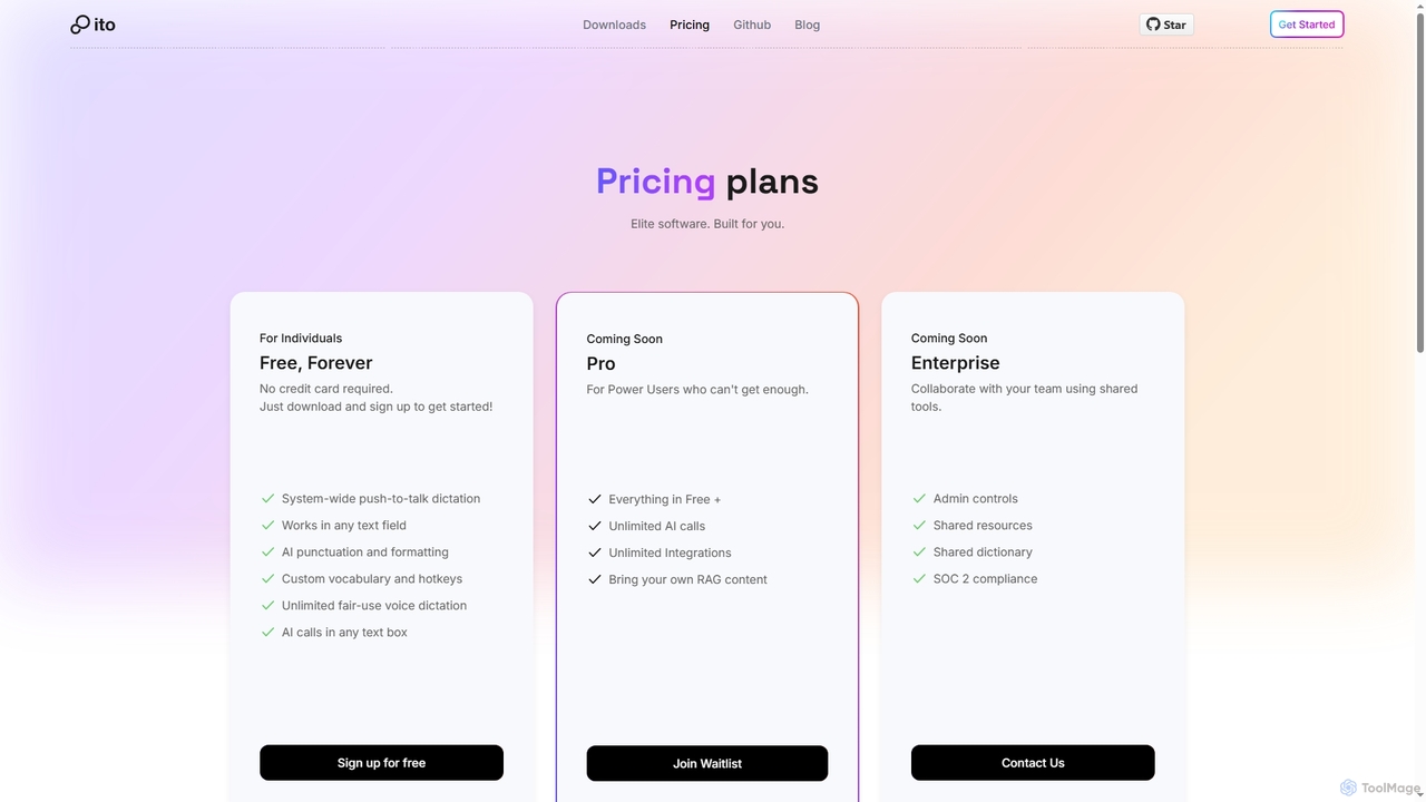 Pricing - Ito AI - Voice to Text for Mac & WIndows for Ito