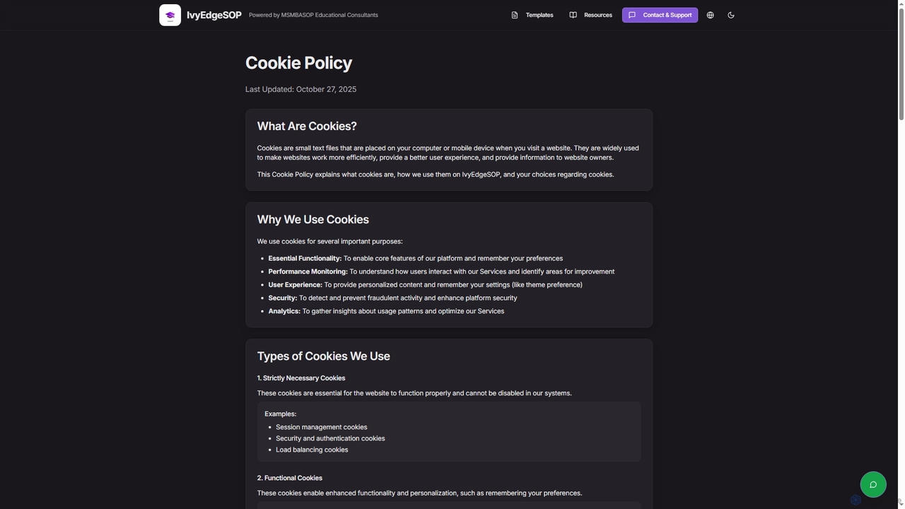 Cookie Policy | IvyEdgeSOP - How We Use Cookies for IvyEdgeSOP