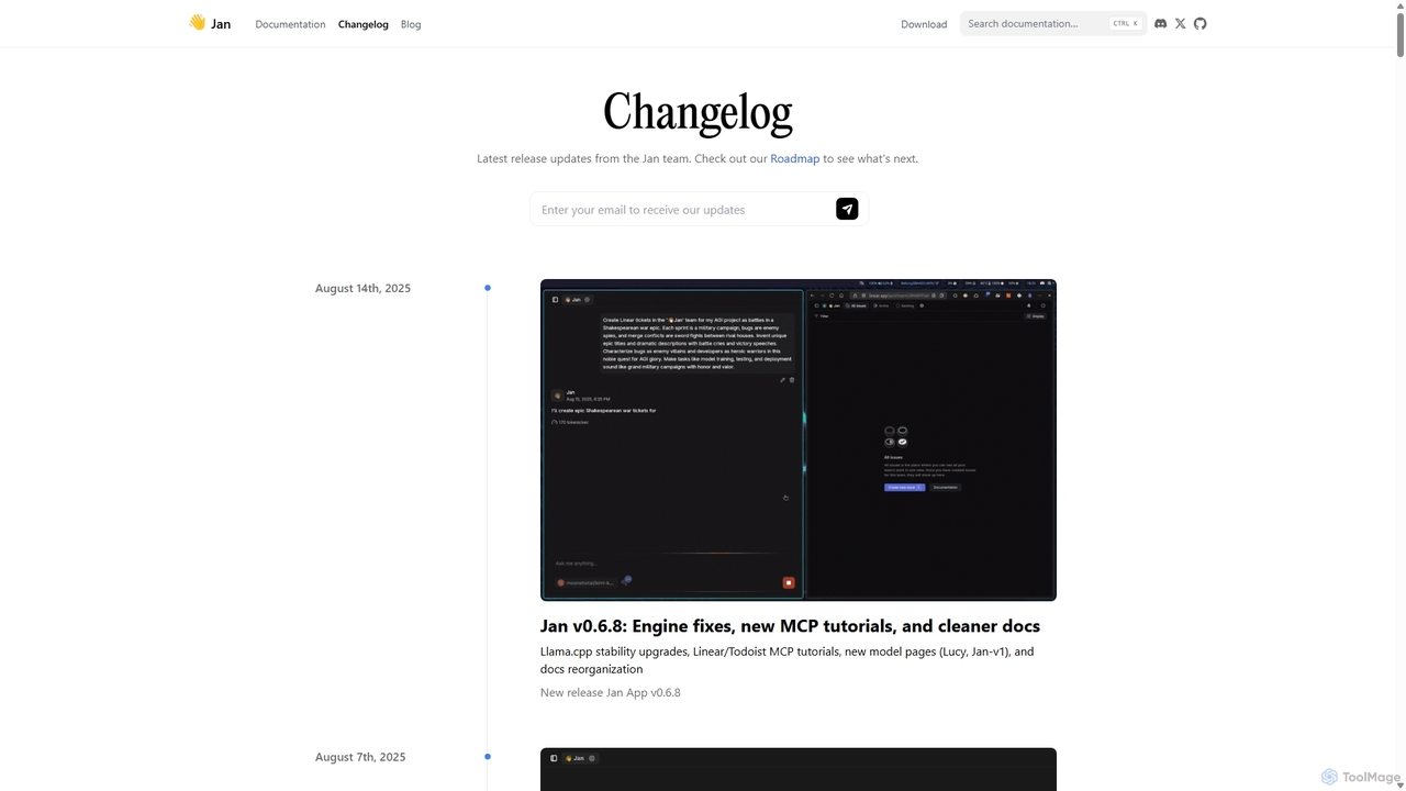 Changelog - Jan for Jan