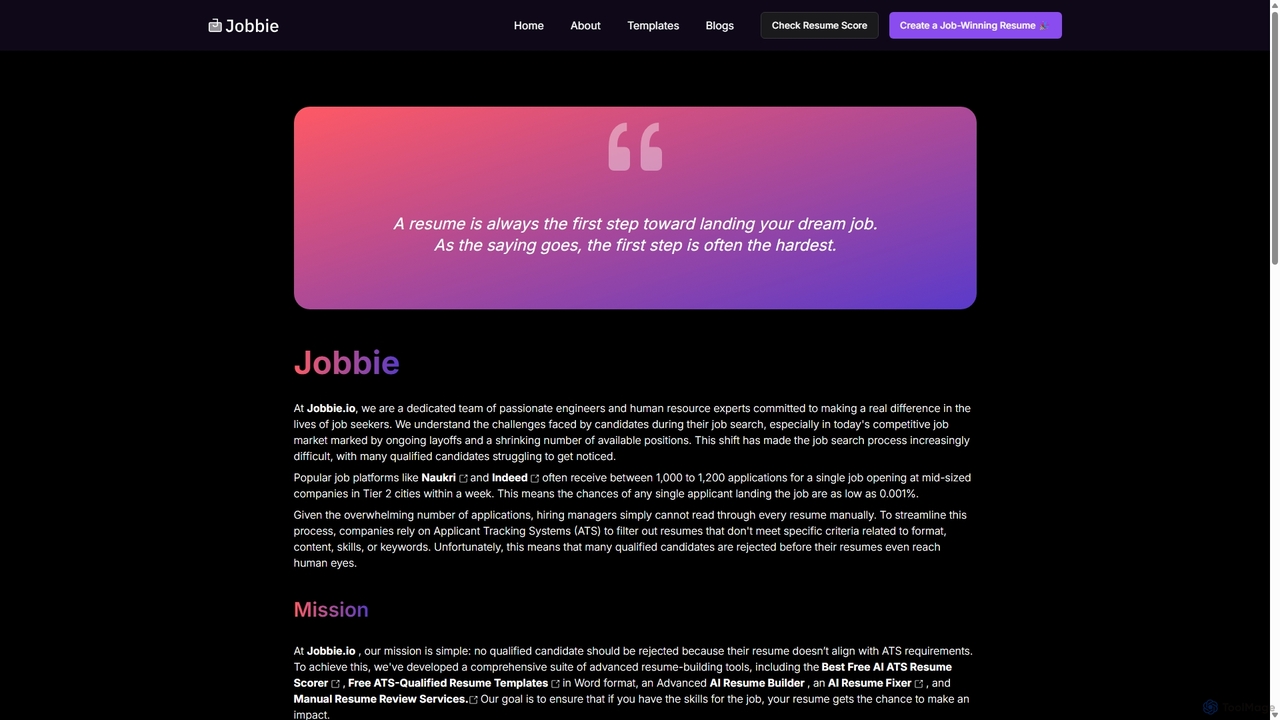 Jobbie: About Us for Jobbie