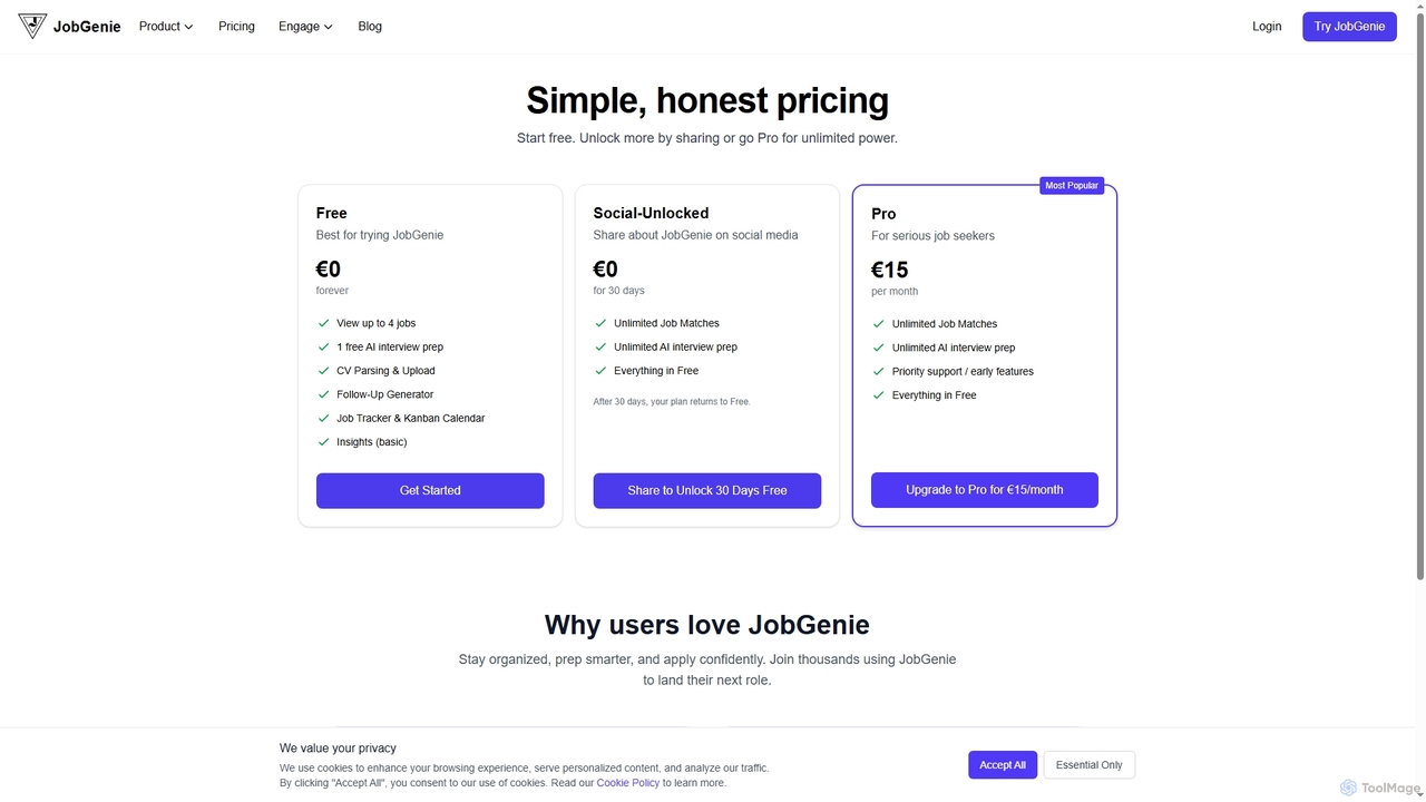 JobGenie - Job Search, made Magical by AI for JobGenie