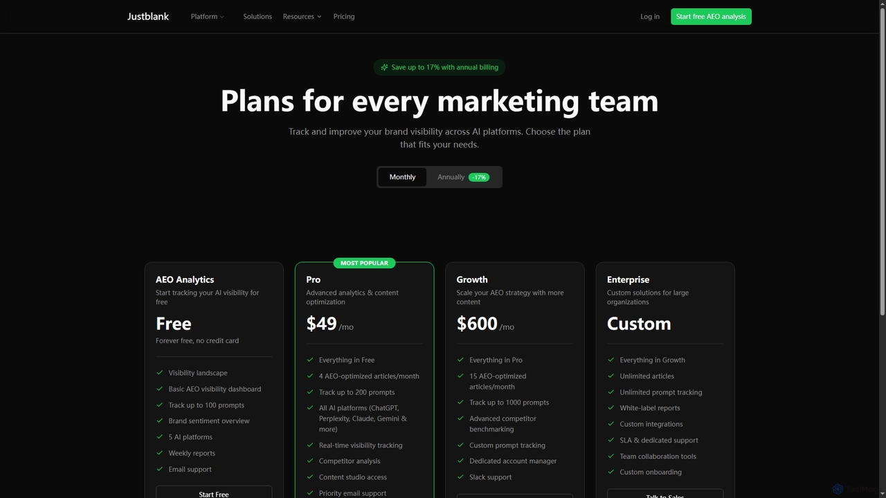 Justblank - Win AI Search | Transform Insights into Action for Justblank