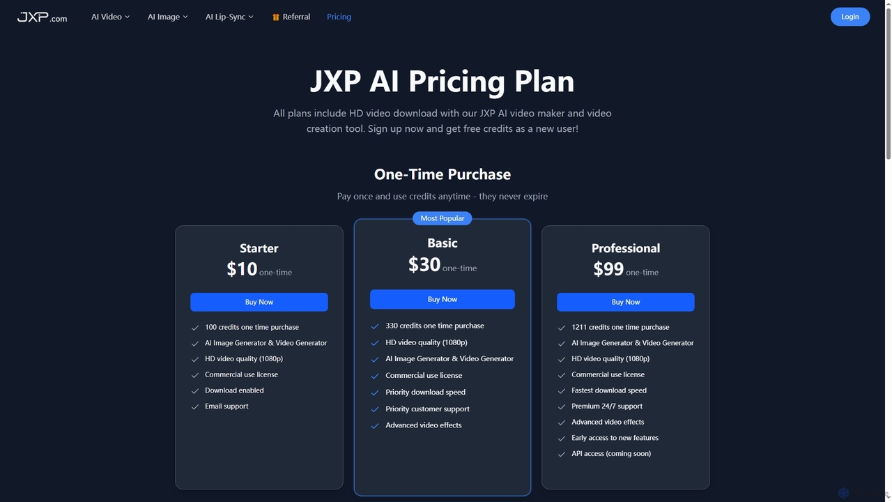 JXP AI Video Generator Pricing | JXP for Jxp