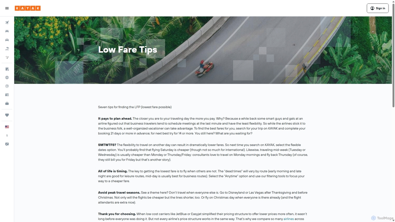 Low Fare Tips - KAYAK for KAYAK