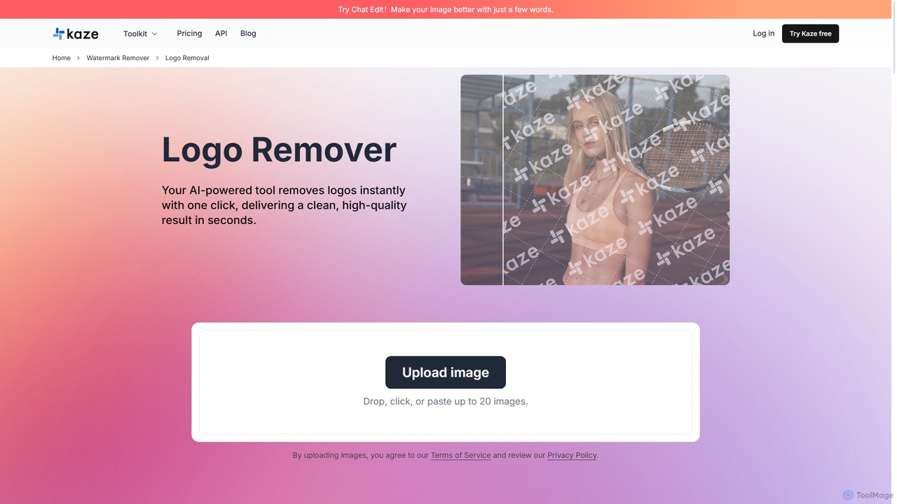 Free AI Logo Remover - Erase Logos and Trademarks Online | kaze.ai for Kaze