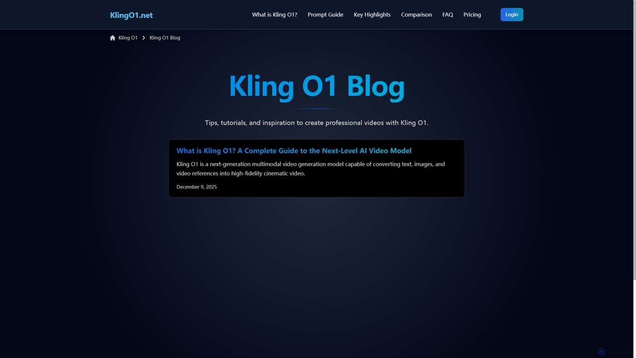 Kling O1 Blog: Latest AI Creation Tutorials & Insights for Kling O1