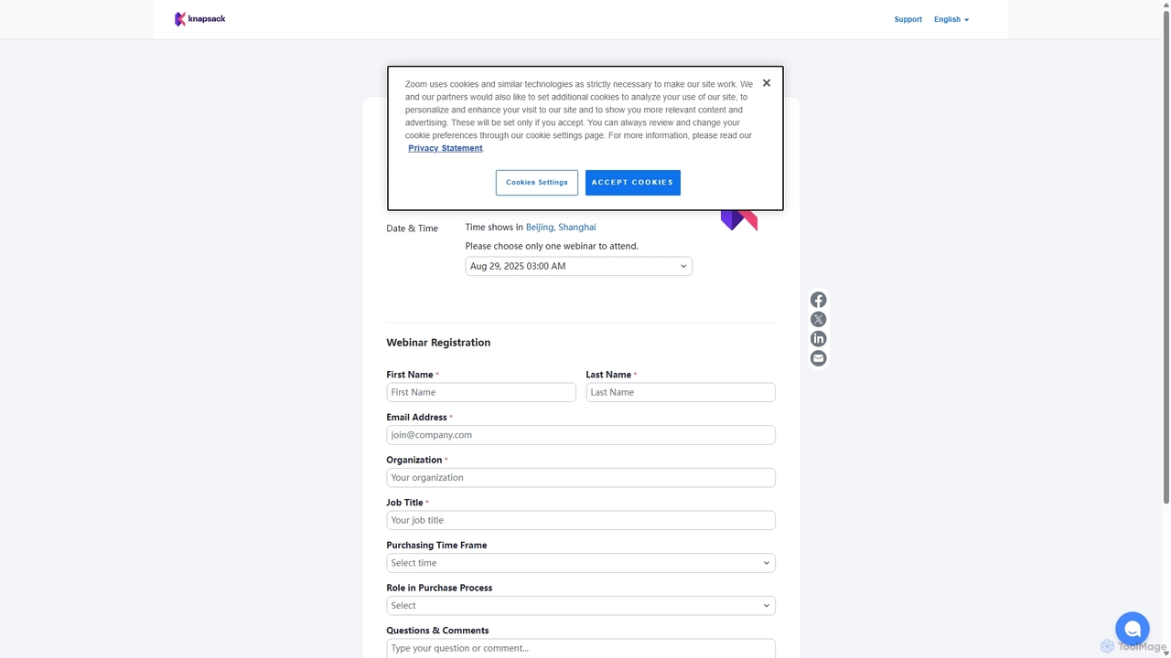 Webinar Registration - Zoom for Knapsack