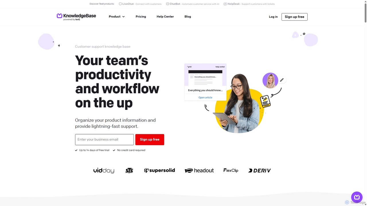 Customer Support Knowledge Base for Support Teams for KnowledgeBase