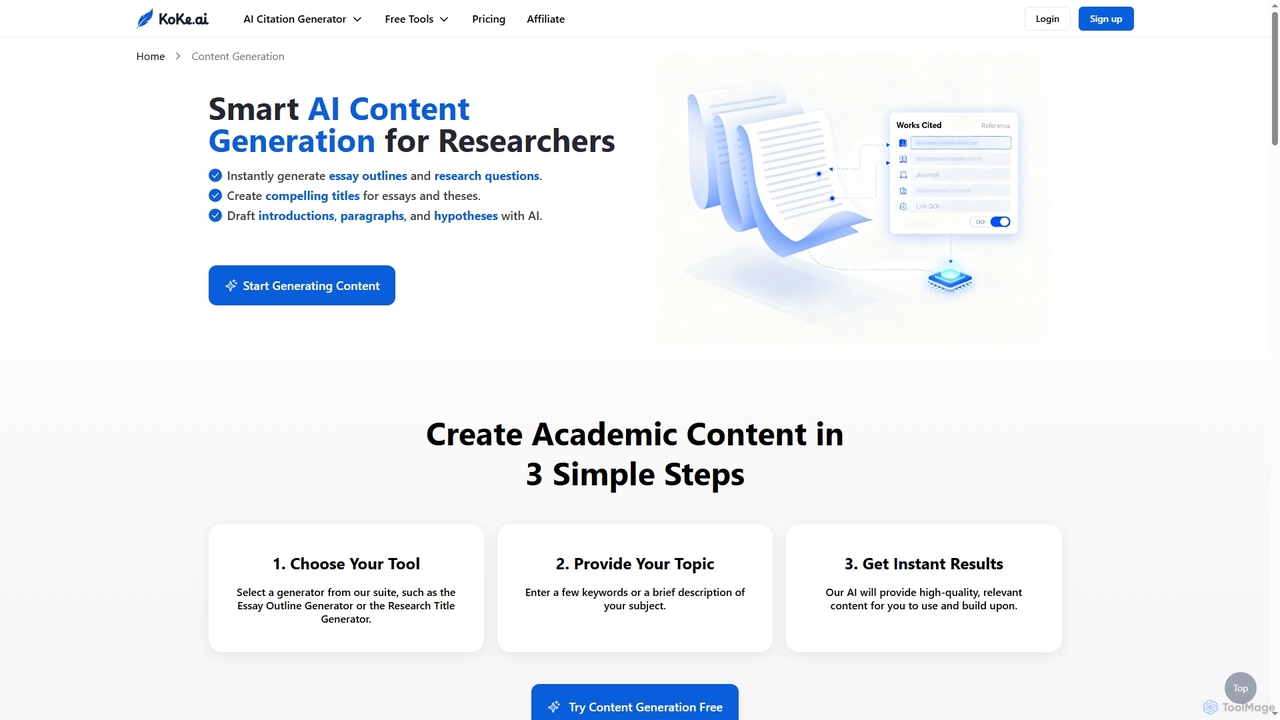 AI Content Generation Tool for Academic Writing | Koke AI for Koke