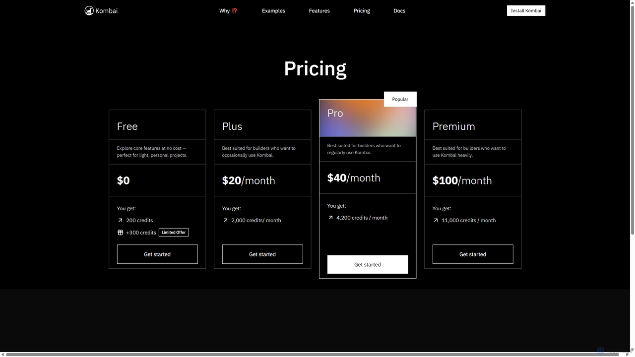 Pricing - Kombai AI Agent for Kombai