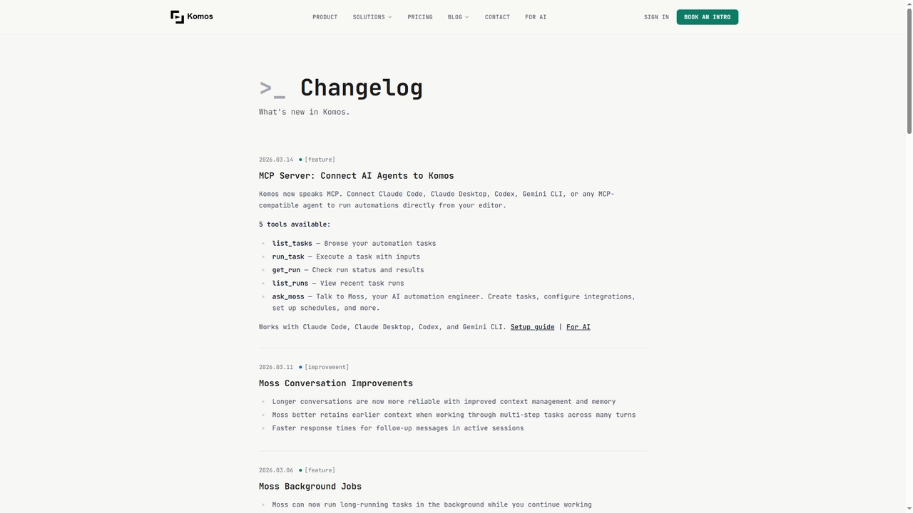 Changelog | Komos for Komos