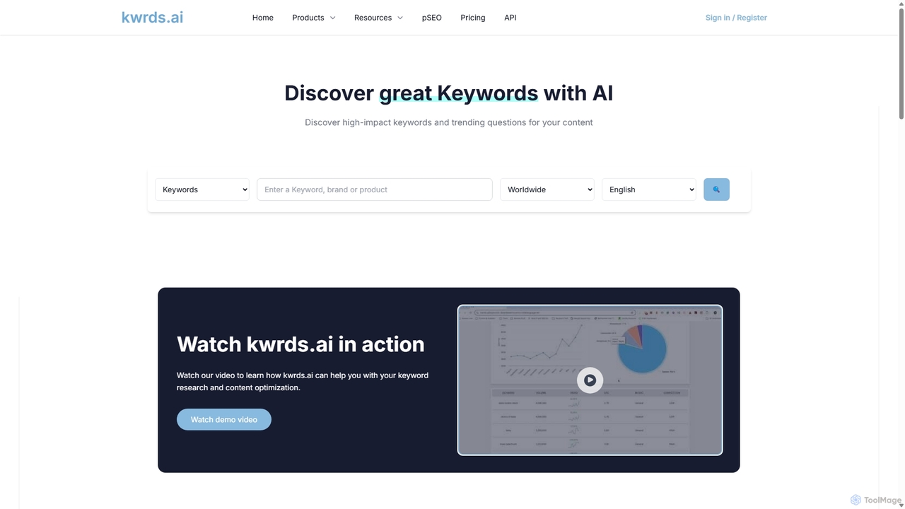AI Keyword Research Tool: AI Research Tool | kwrds.ai for Kwrds.ai