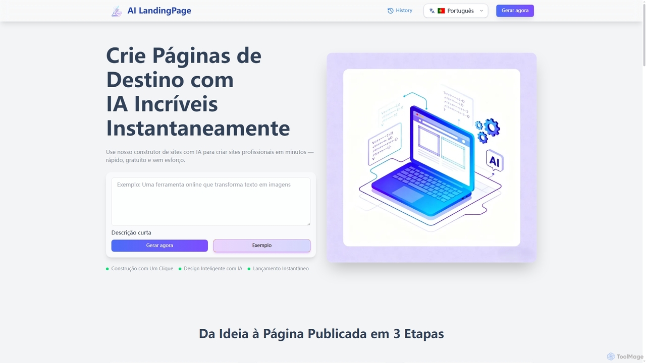 Construtor de Sites com IA Grátis – Crie em Minutos for Landing Page AI
