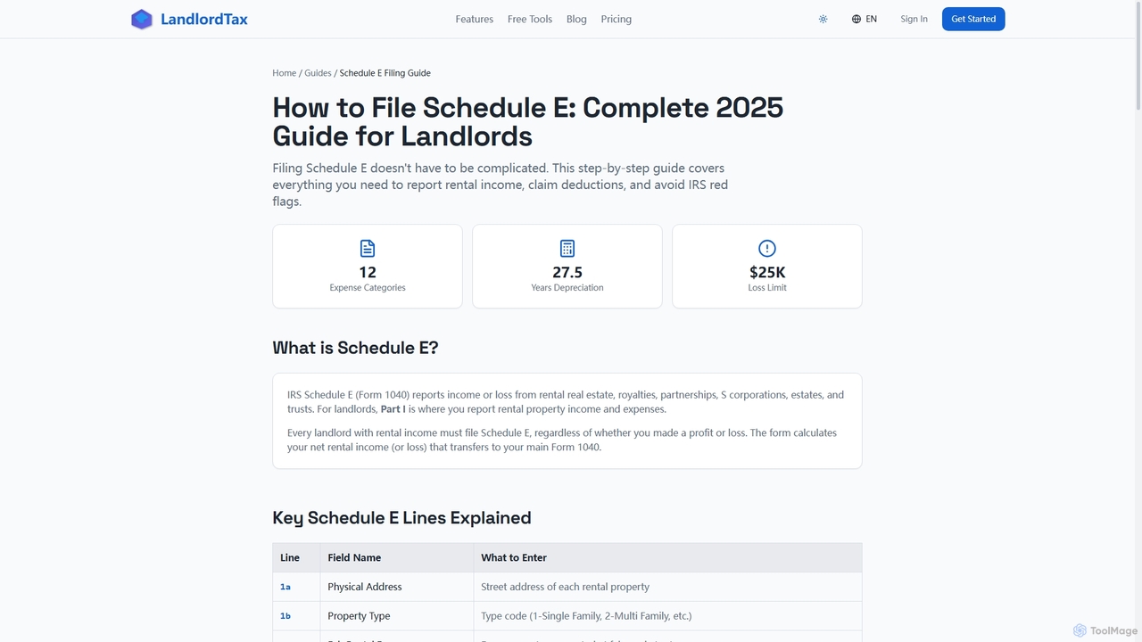 How to File Schedule E: Complete 2025 Guide for Landlords | LandlordTax.tech | LandlordTax - Schedule E Made Easy for DIY Landlords for Landlordtax