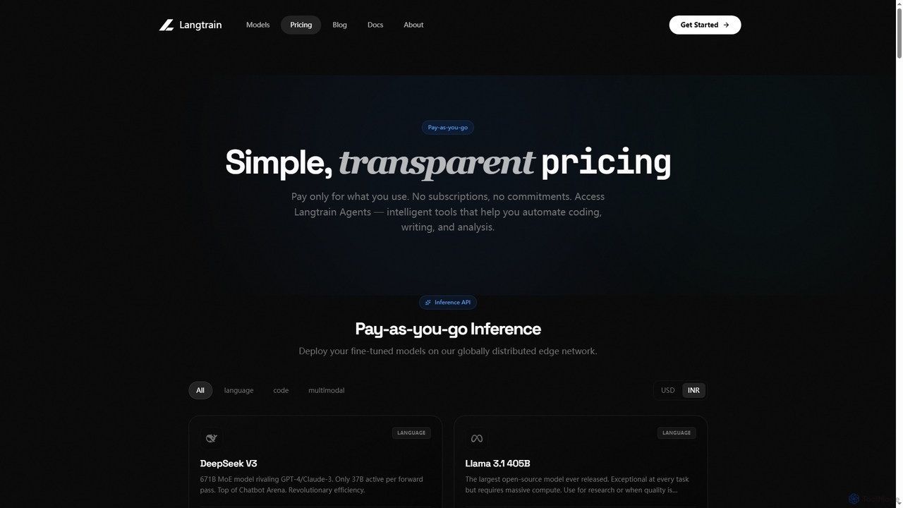 Pricing | Langtrain - Transparent AI Pricing for Langtrain