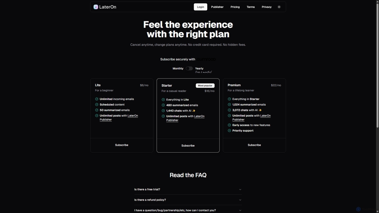 LaterOn - Newsletter aggregator and scheduler with AI summarization for LaterOn