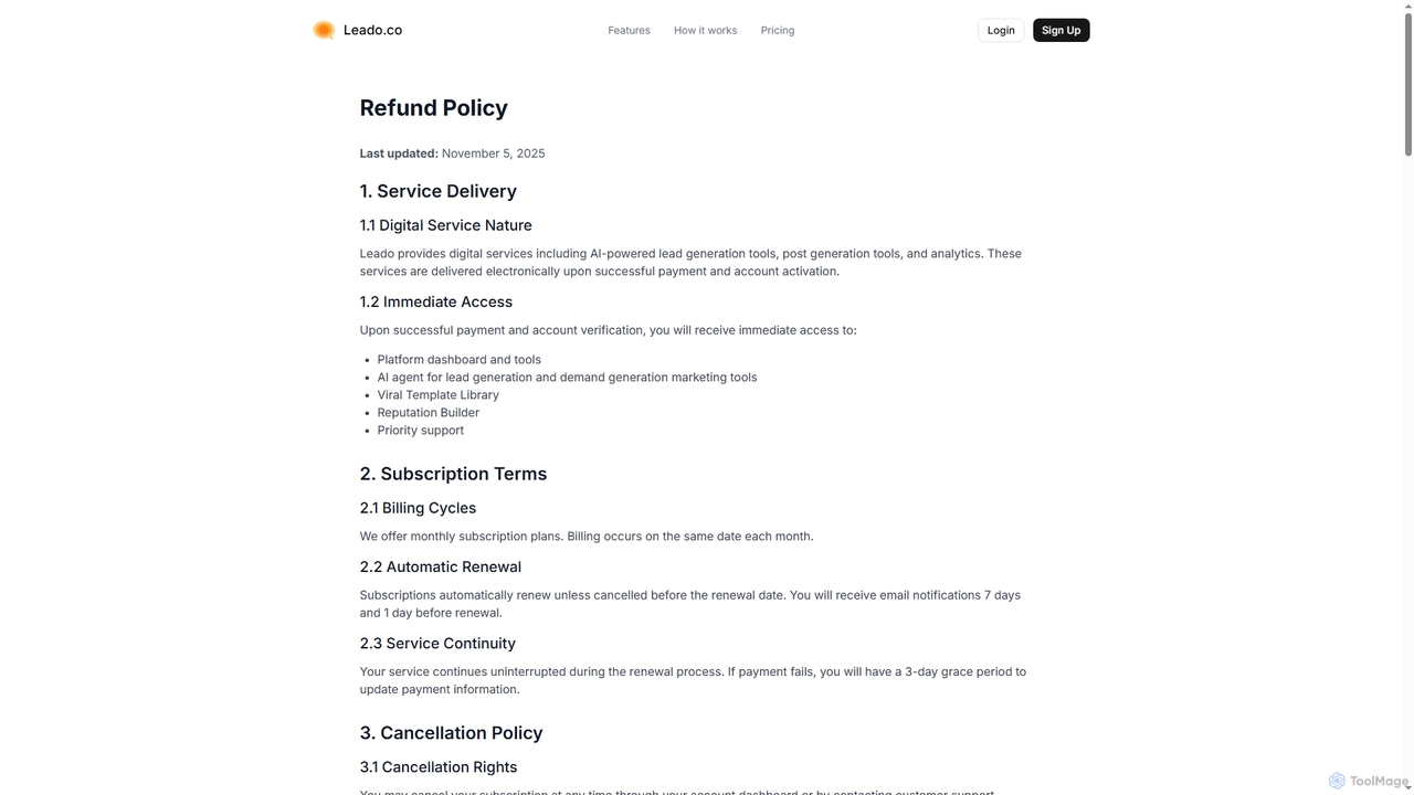 Refund Policy - Leado for Leado