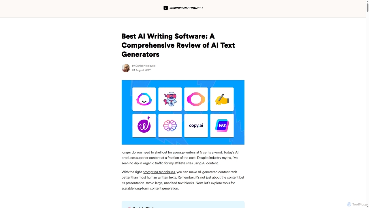 Best AI Writing Software: A Comprehensive Review of AI Text Generators for Learn Prompting Pro