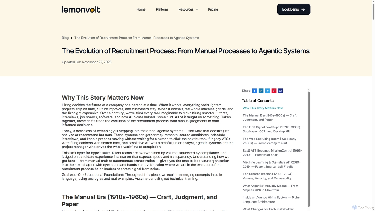 The Evolution of Recruitment Process: From Manual Processes to Agentic Systems for Lemonvolt