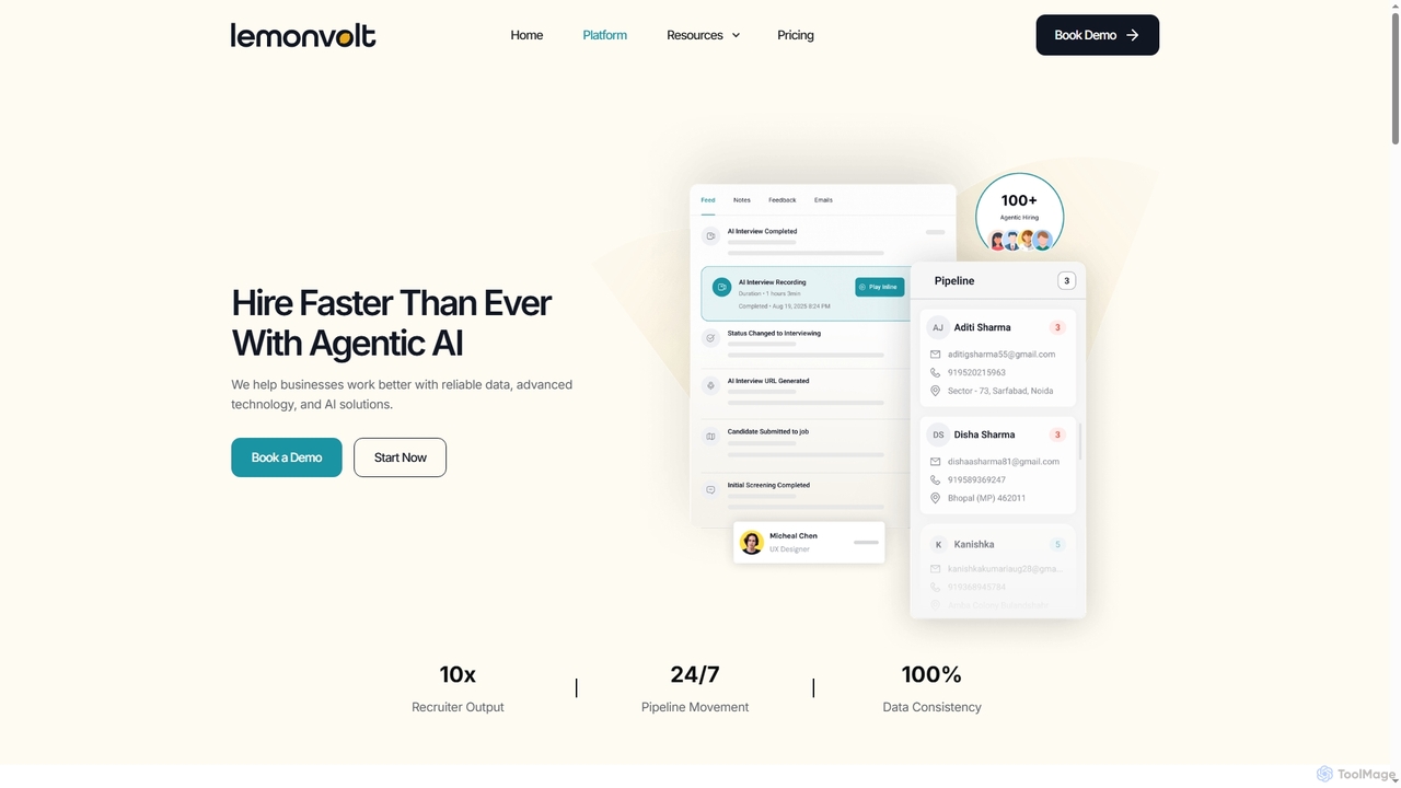Lemonvolt Platform | AI-Powered Recruiting for Modern Teams for Lemonvolt