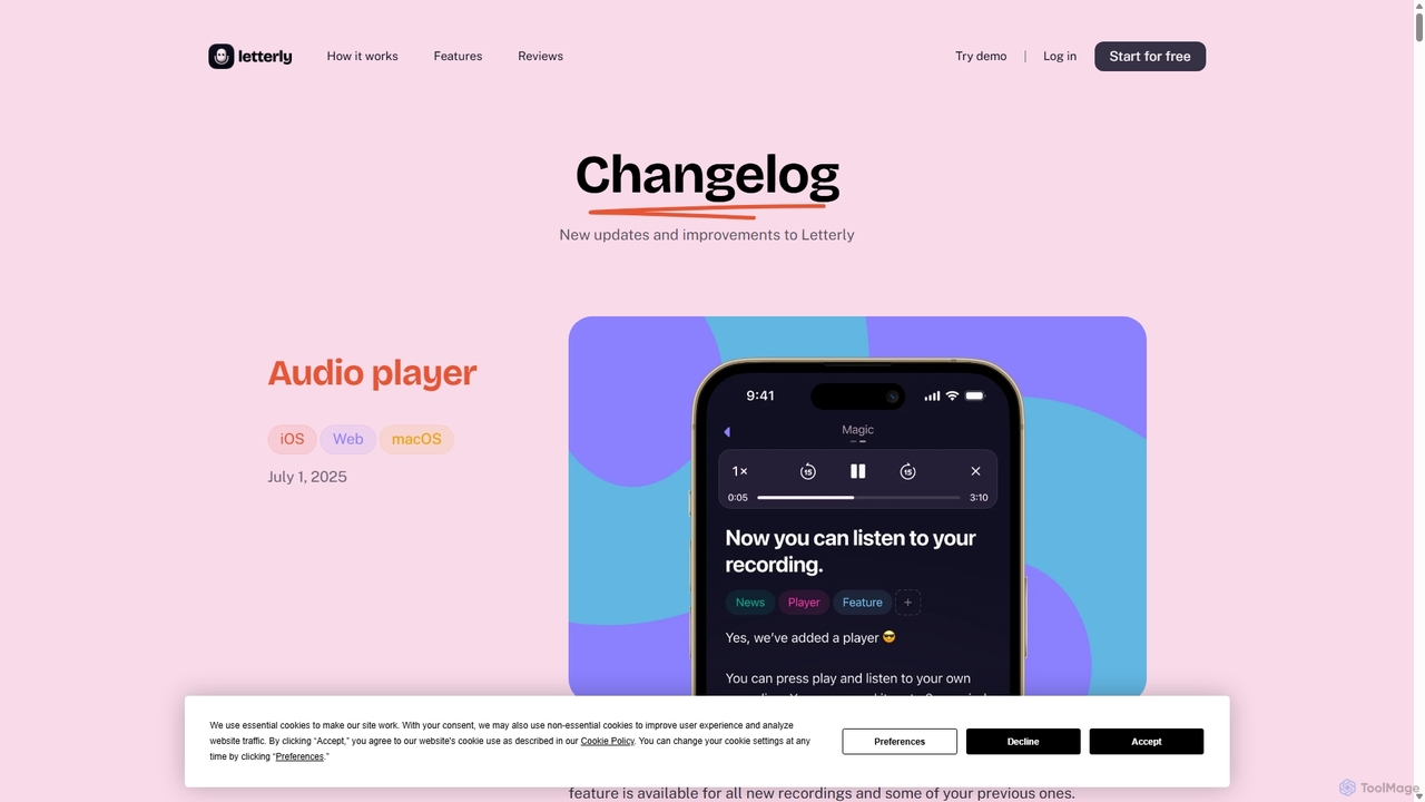 Changelog · Letterly for Letterly