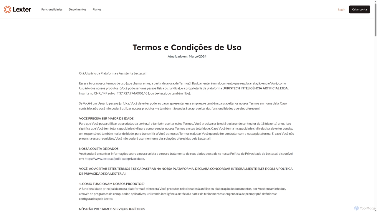Termos de Uso - Lexter for Lexter