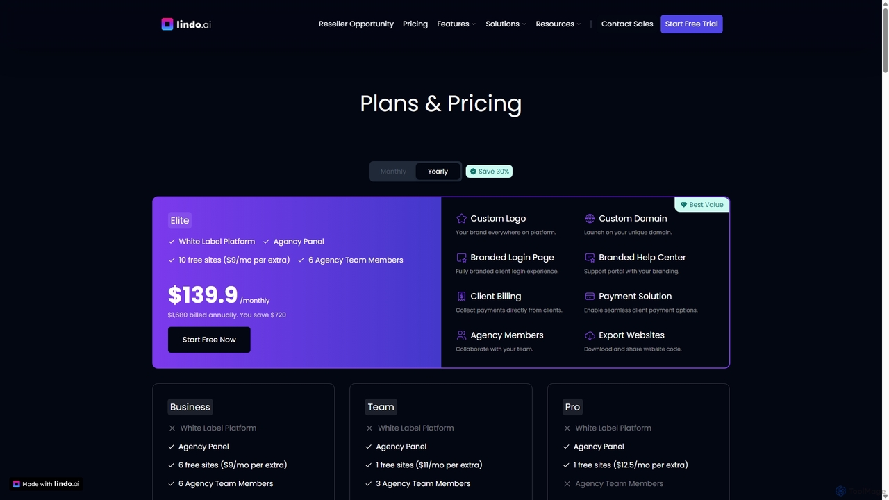 Pricing Plans | Affordable & Scalable AI Website Builder | lindo.ai for Lindo.ai