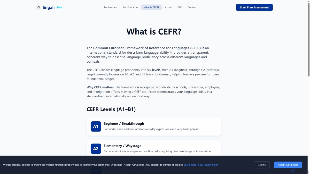 CEFR Levels Explained | lingali - AI-Powered CEFR Language Assessment for Lingali