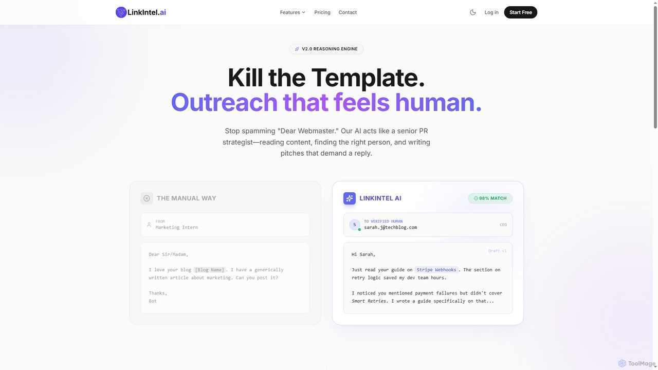 LinkIntel - AI Link Building Agent | Automated Backlink Outreach Software for LinkIntel