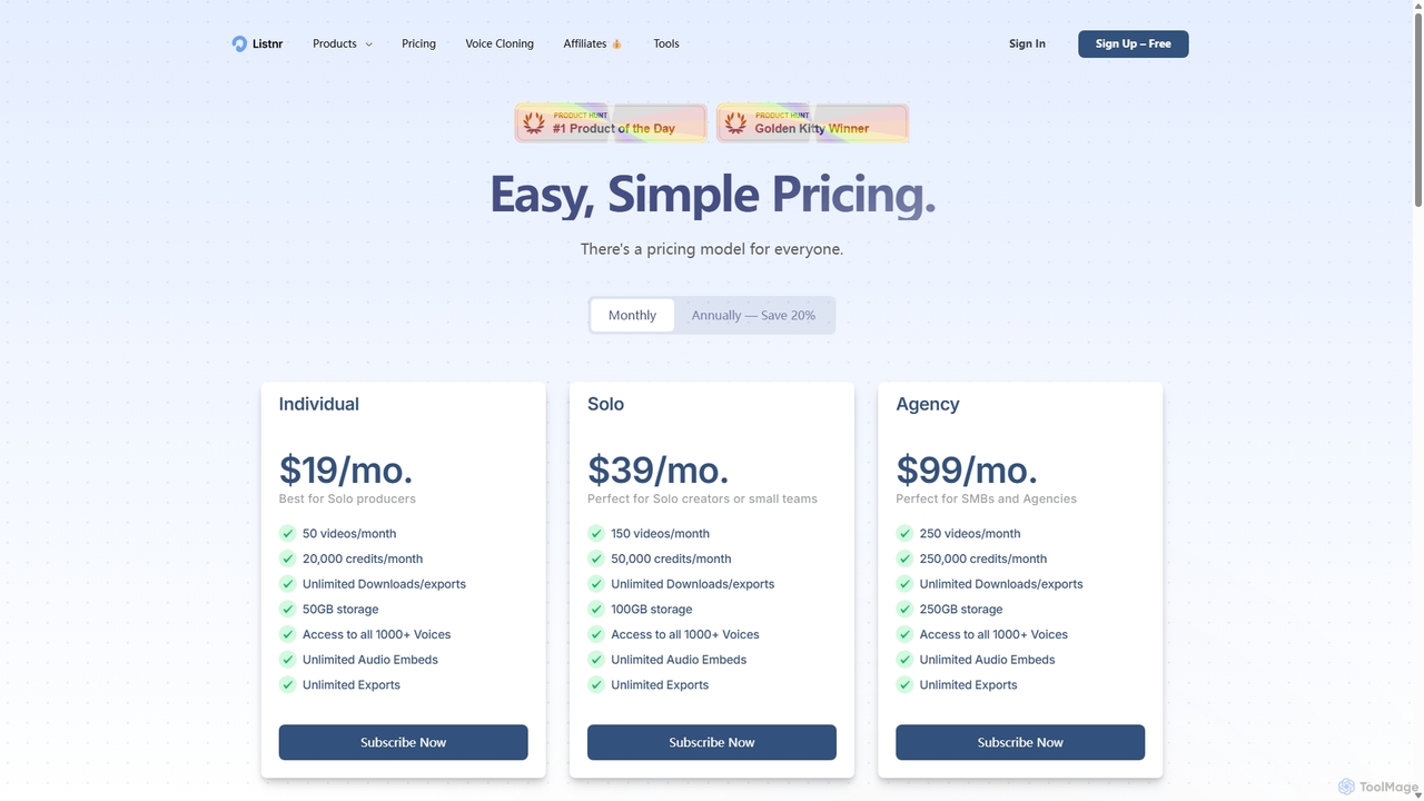 Pricing | Listnr AI for Listnr